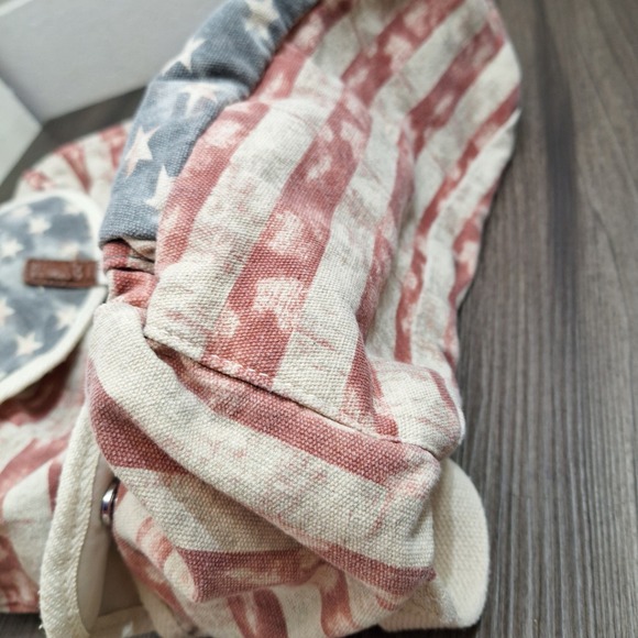 American Flag Canvas Backpack Distressed Stars Stripes Patriotic Vintage Grunge - Picture 8 of 12